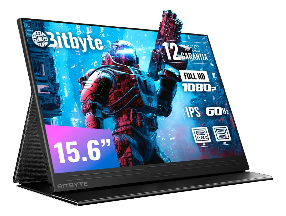 Monitor Portátil Bitbyte 15.6 Full Hd Ips Con Parlante Color Negro