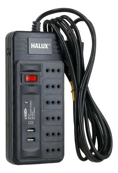 Alargador Halux 6 Tomas + 2 USB con Interruptor (3m)